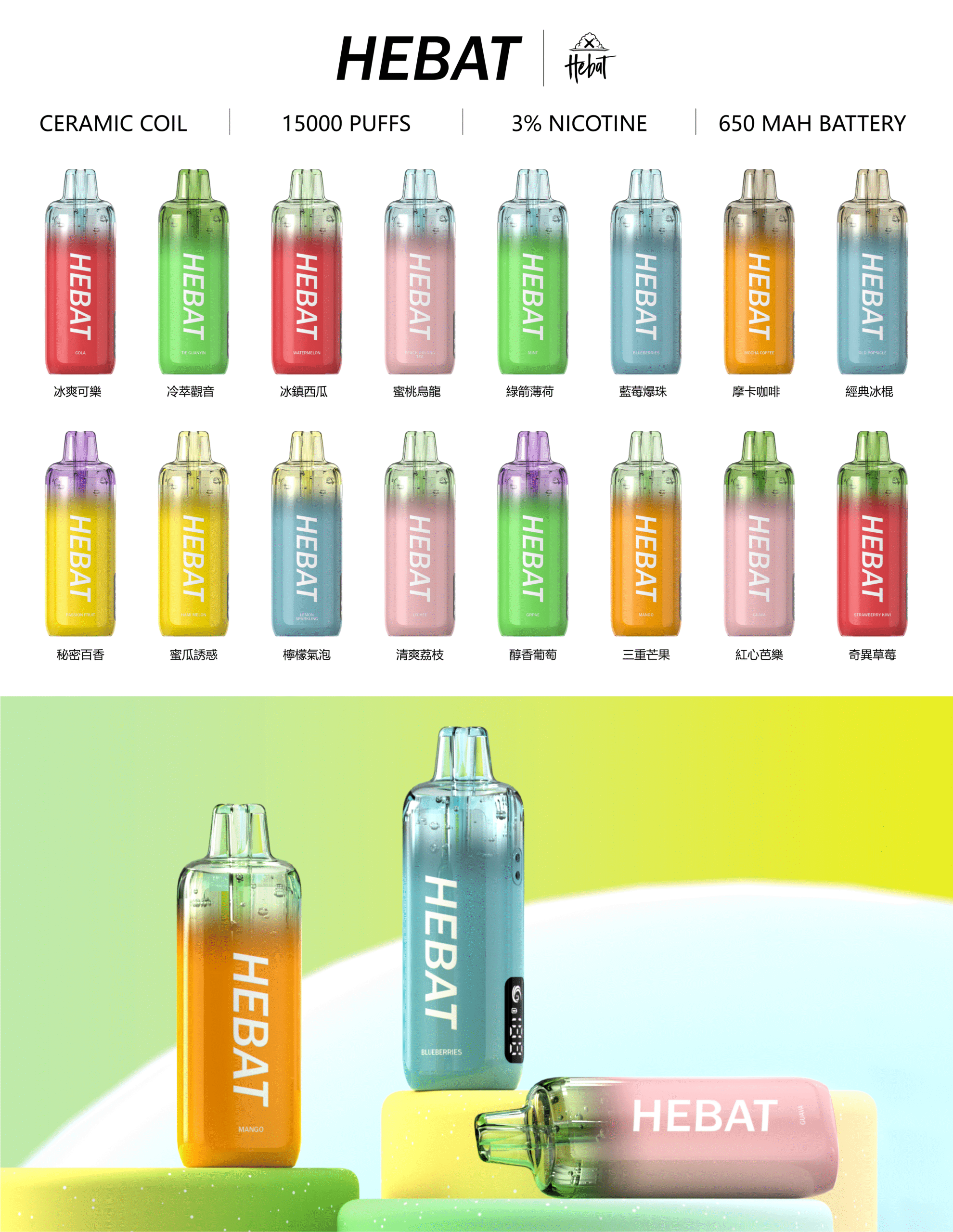 Hebat 15000 Puffs拋棄式電子煙 大容量一次性煙桿 1 Hebat 15000 Puffs拋棄式電子煙 大容量一次性煙桿 商品圖片 3